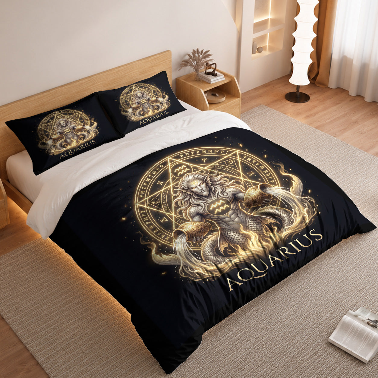 Aquarius Astral Golden Water Bearer Duvet Cover Bedding Set 2