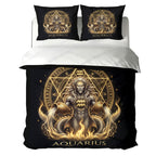 Aquarius Astral Golden Water Bearer Duvet Cover Bedding Set