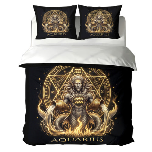 Aquarius Astral Golden Water Bearer Duvet Cover Bedding Set