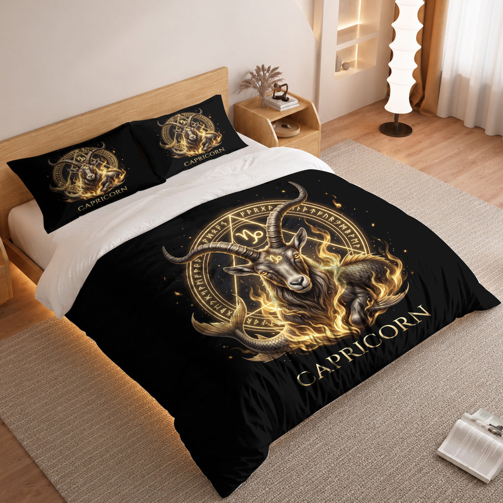 Capricorn Sacred Golden Horned Goat Duvet Cover Bedding Set 2