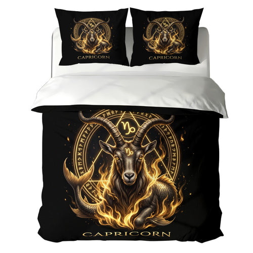 Capricorn Sacred Golden Horned Goat Duvet Cover Bedding Set
