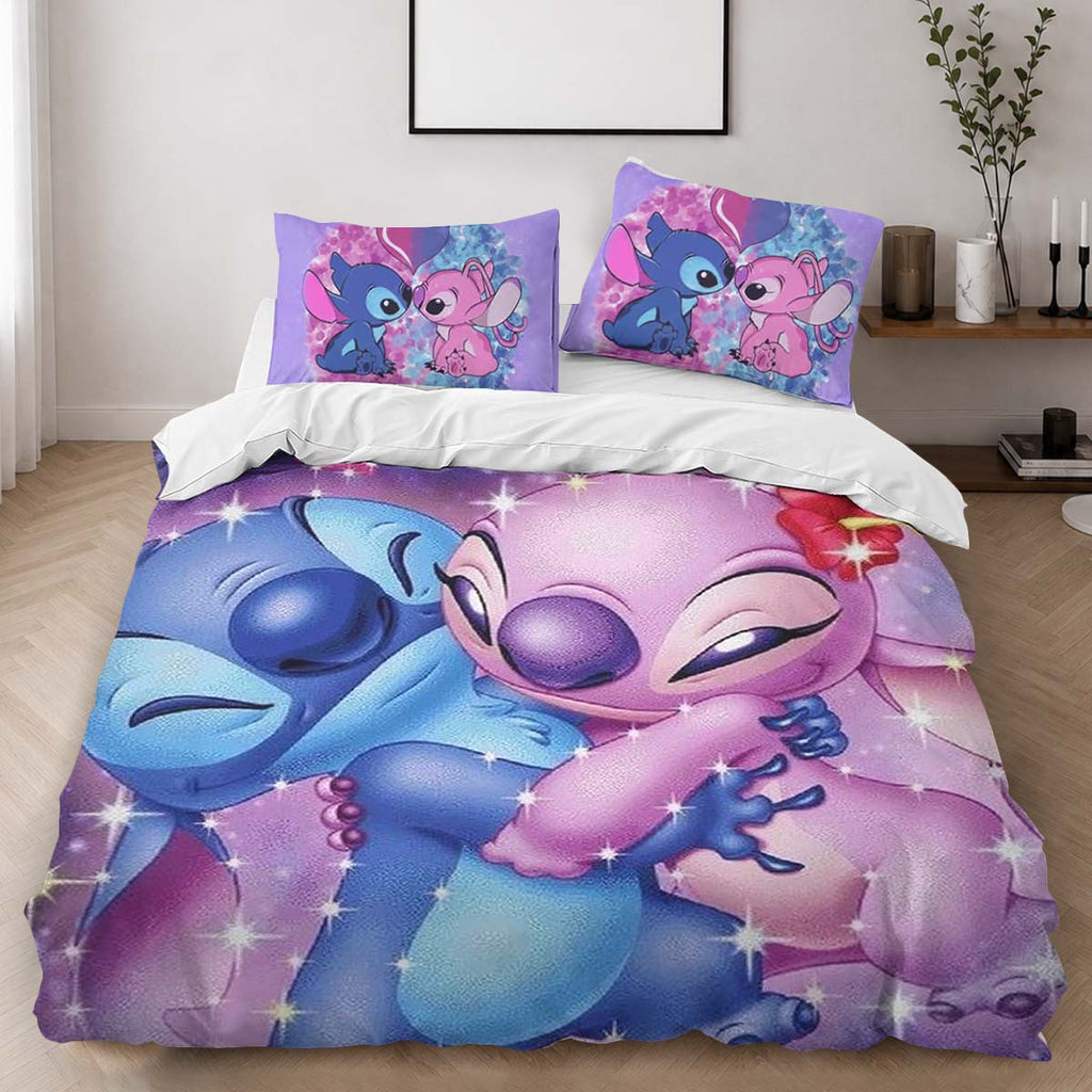 Disney Stitch And Angel In Love Duvet Cover - Lilo and Stitch Bedding Set 2