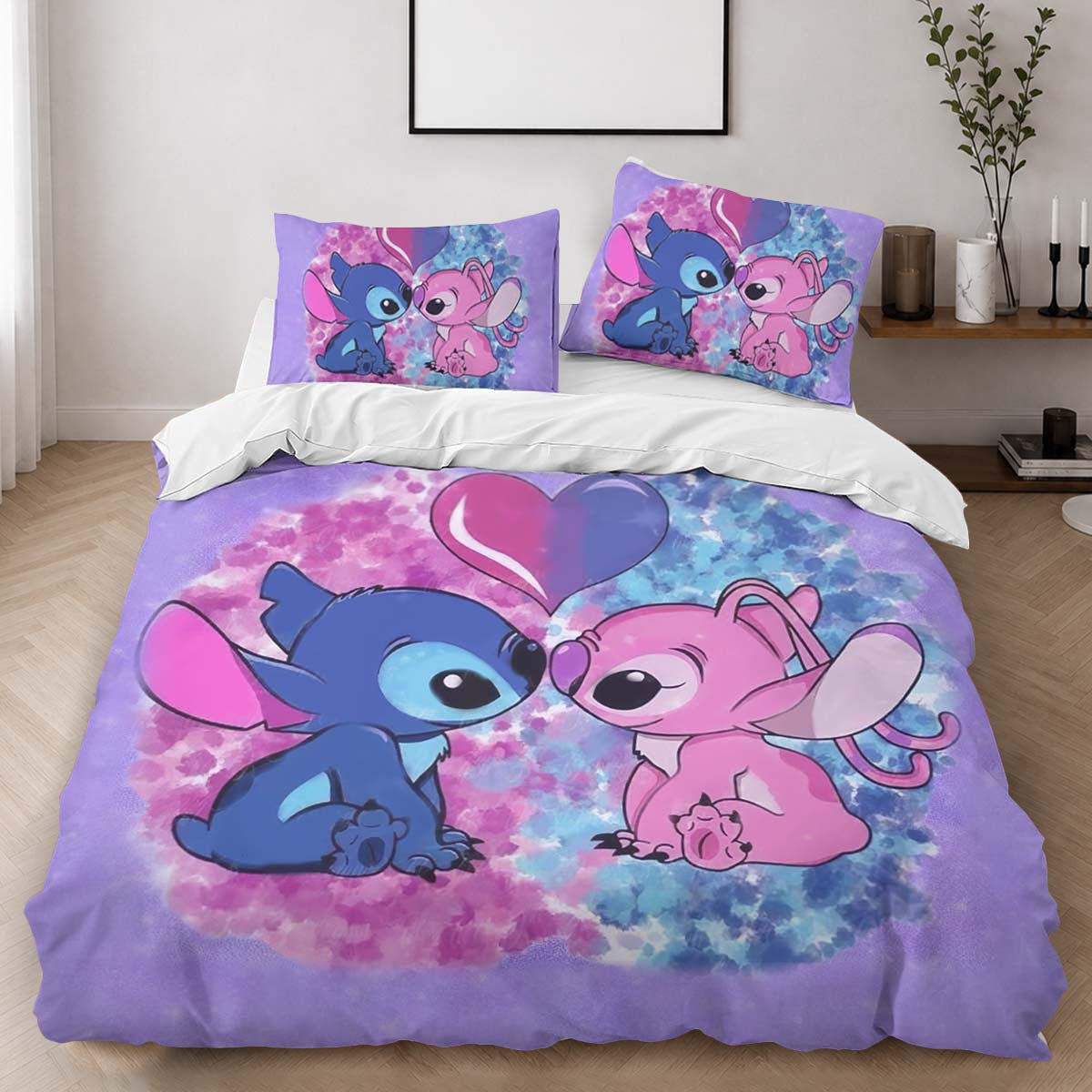 Disney Stitch And Angel In Love 2 Duvet Cover - Lilo and Stitch Bedding Set 2