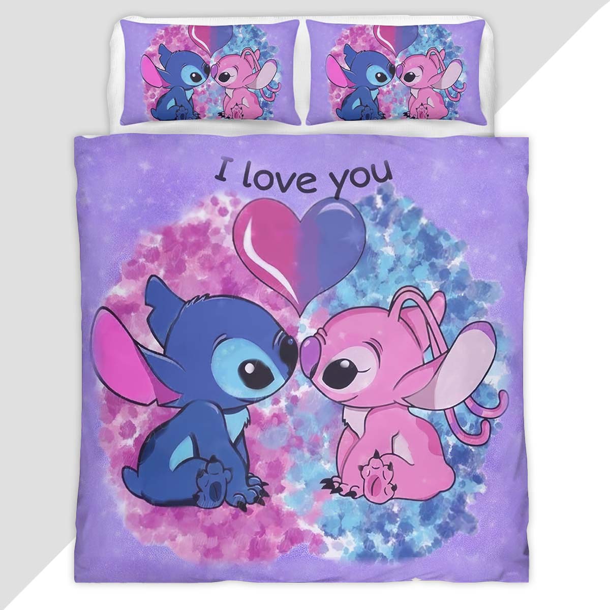 Disney Stitch And Angel In Love 2 Duvet Cover - Lilo and Stitch Bedding Set