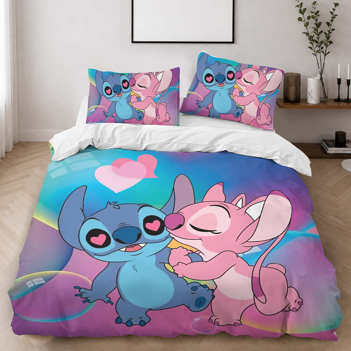 Disney Stitch And Angel In Love 3 Duvet Cover - Lilo and Stitch Bedding Set 2