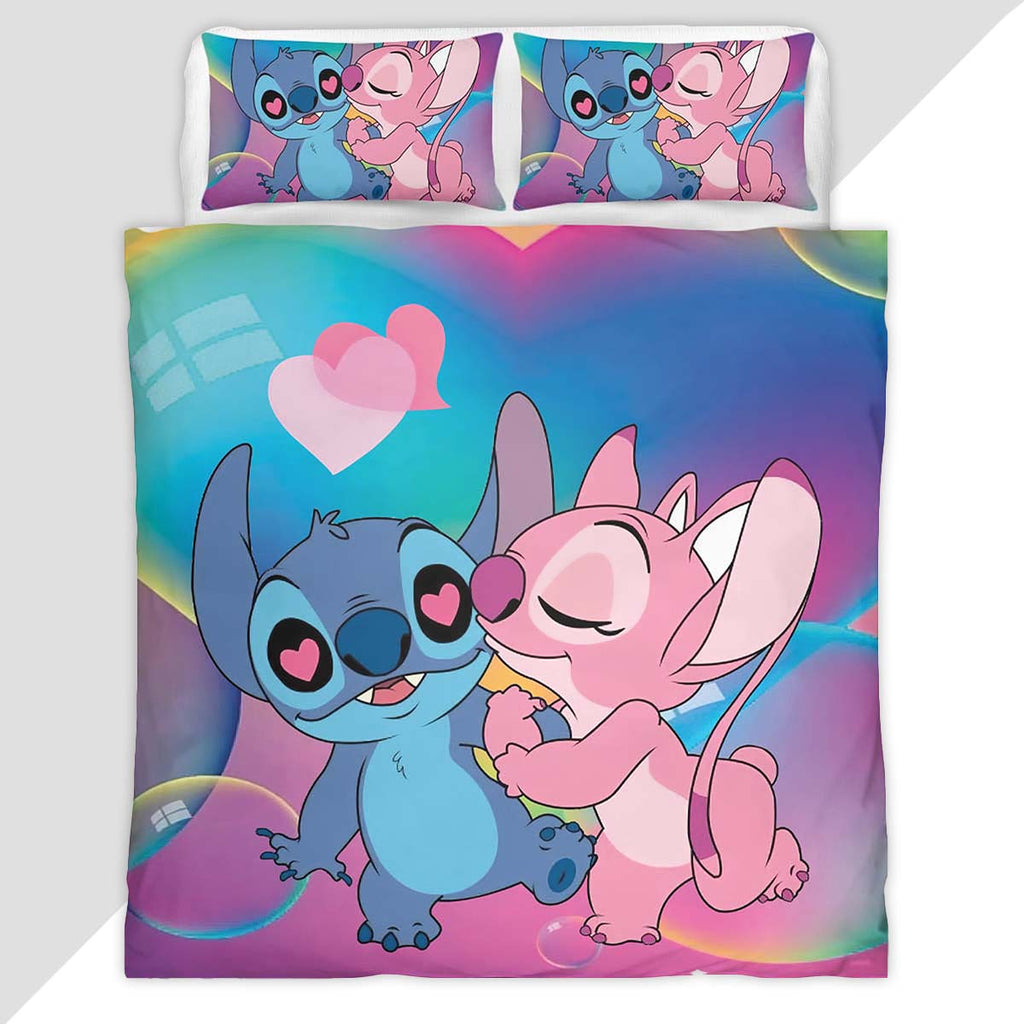 Disney Stitch And Angel In Love 3 Duvet Cover - Lilo and Stitch Bedding Set