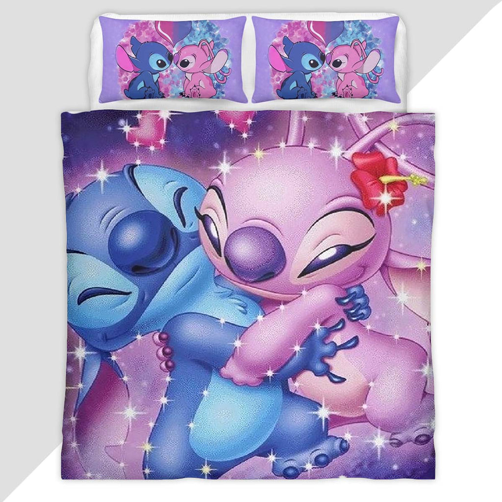Disney Stitch And Angel In Love Duvet Cover - Lilo and Stitch Bedding Set