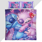 Disney Stitch And Angel In Love Duvet Cover - Lilo and Stitch Bedding Set