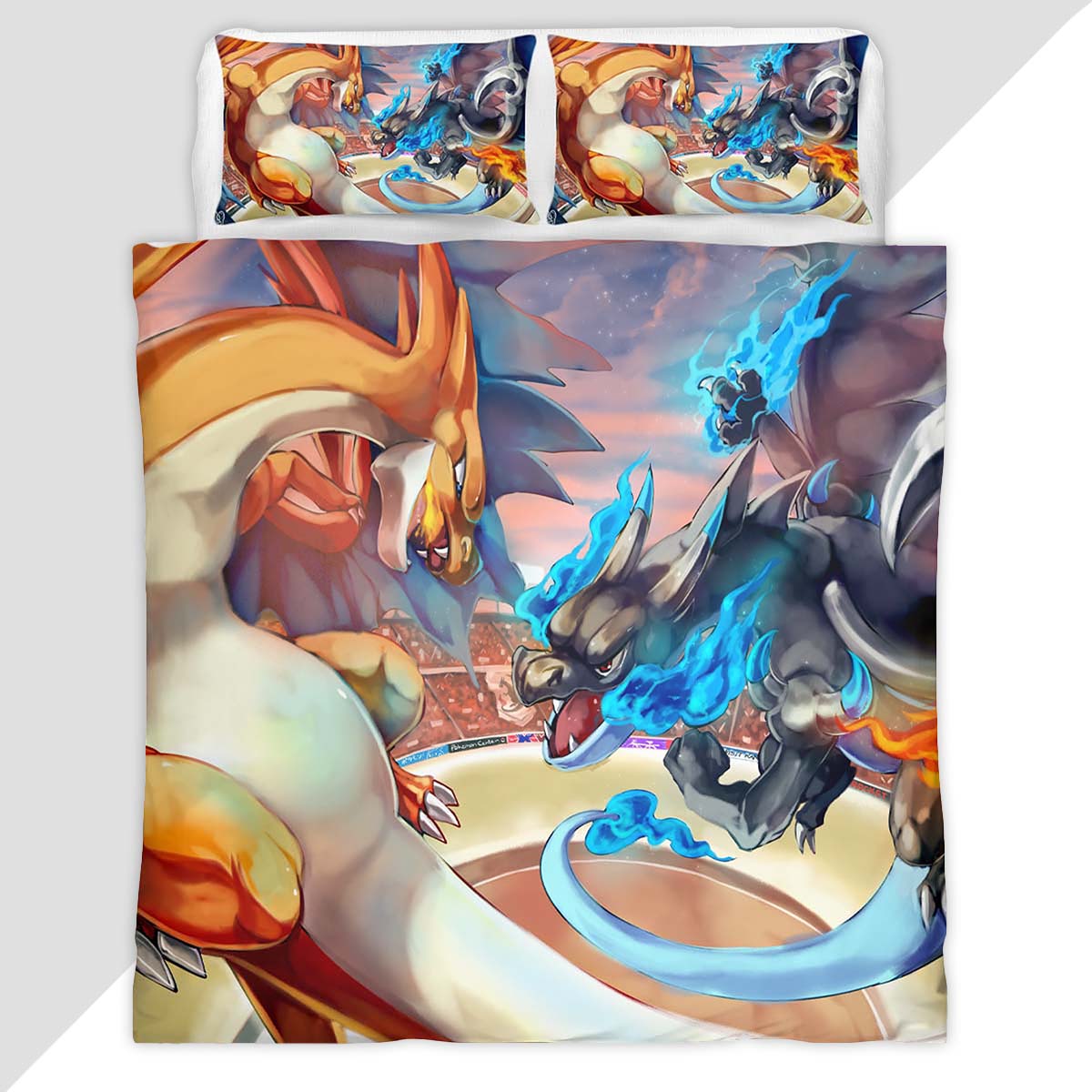 Dragon Pokemons Fight Duvet Cover - Pokemon Bedding Set