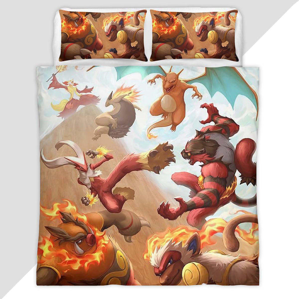 Fire Type Pokemon Duvet Cover - Pokemon Bedding Set
