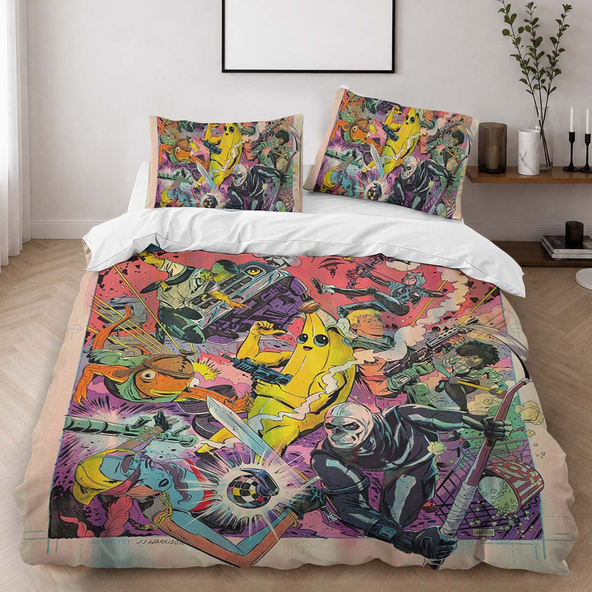 Fortnite All Skin Peely Jonesy Fishstick Skull Trooper Lynx Duvet Cover - Fortnite Bedding Set 2