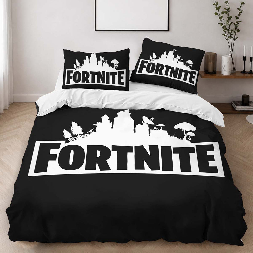 Fortnite Black White Logo 2 Duvet Cover - Fortnite Bedding Set 2
