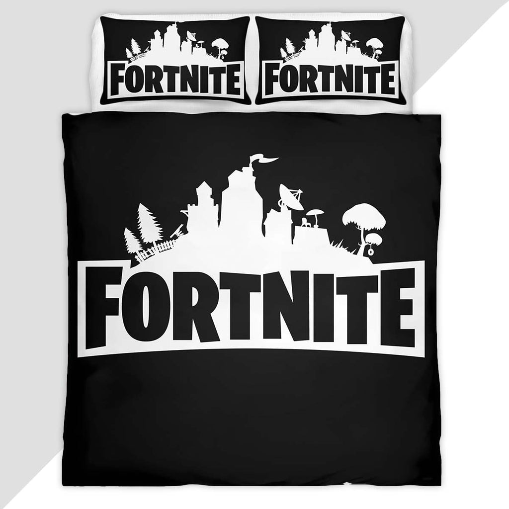 Fortnite Black White Logo 2 Duvet Cover - Fortnite Bedding Set