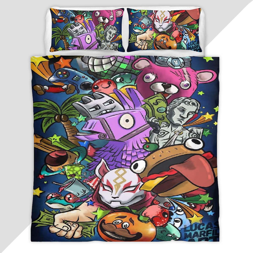 Fortnite Loot Llama Drift Tomatohead Cuddle Team Leader V-Bucks Duvet Cover - Fortnite Bedding Set