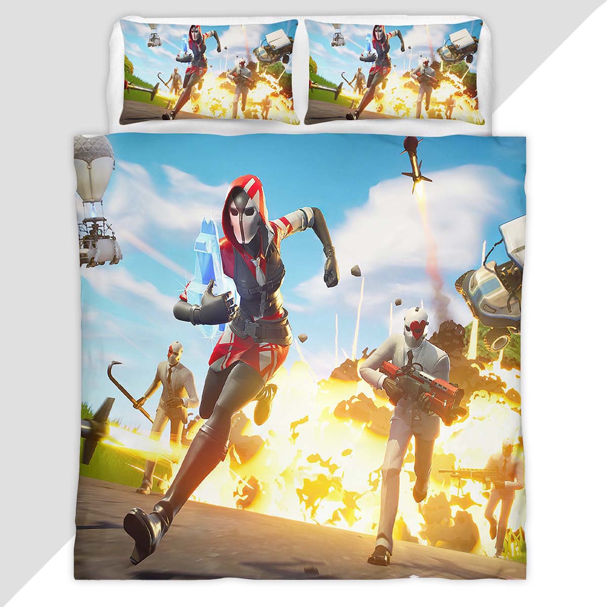 Fortnite Run Away Explosion Duvet Cover - Fortnite Bedding Set