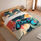 Gamer Duvet Cover Set with Artistic Painted Controller Design 2