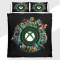 Gamer Duvet Cover Set with Green Geometric Xbox Logo
