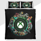 Gamer Duvet Cover Set with Green Geometric Xbox Logo