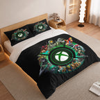Gamer Duvet Cover Set with Green Geometric Xbox Logo 2