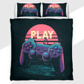 Gamer Duvet Cover Set with Retro Sunset Play Design