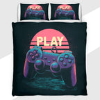 Gamer Duvet Cover Set with Retro Sunset Play Design