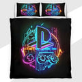 Gamer Duvet Cover Set with Neon Circle PlayStation Logo