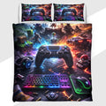 Gamer Duvet Cover Set with RGB Cosmic Gaming Setup
