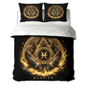 Pisces Astral Golden Twin Fish Duvet Cover Bedding Set