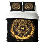 Pisces Astral Golden Twin Fish Duvet Cover Bedding Set
