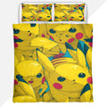 Pokemon Duvet Cover Set with Pikachu Yellow Collage Pattern