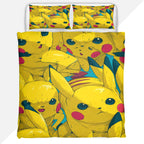 Pokemon Duvet Cover Set with Pikachu Yellow Collage Pattern