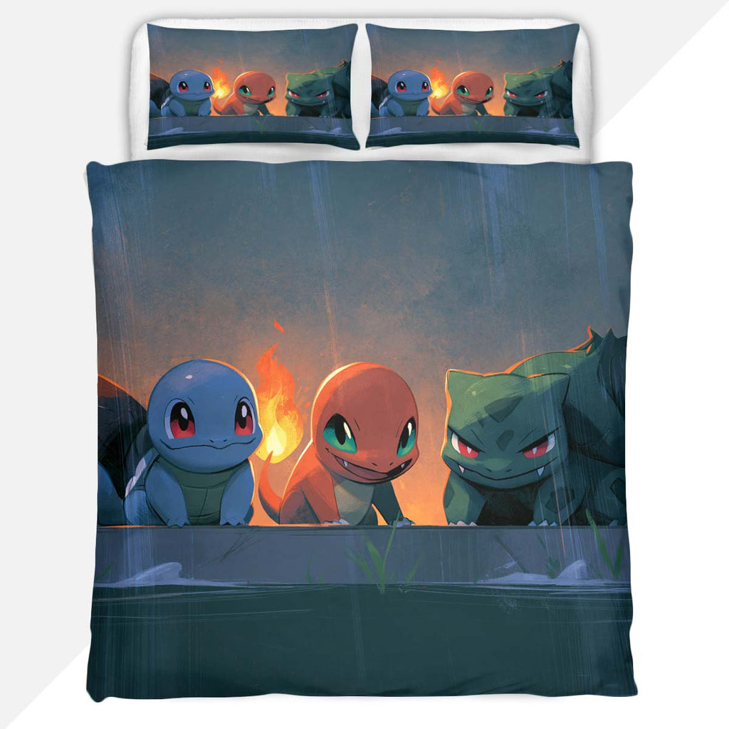 Pokemon Duvet Cover Set with Starters Scenic Sunset View