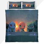 Pokemon Duvet Cover Set with Starters Scenic Sunset View