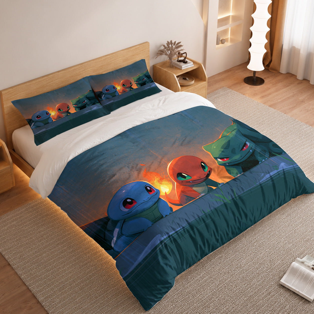 Pokemon Duvet Cover Set with Starters Scenic Sunset View 2