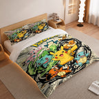 Pokemon Duvet Cover Set with Kanto Starters Comic Style 2
