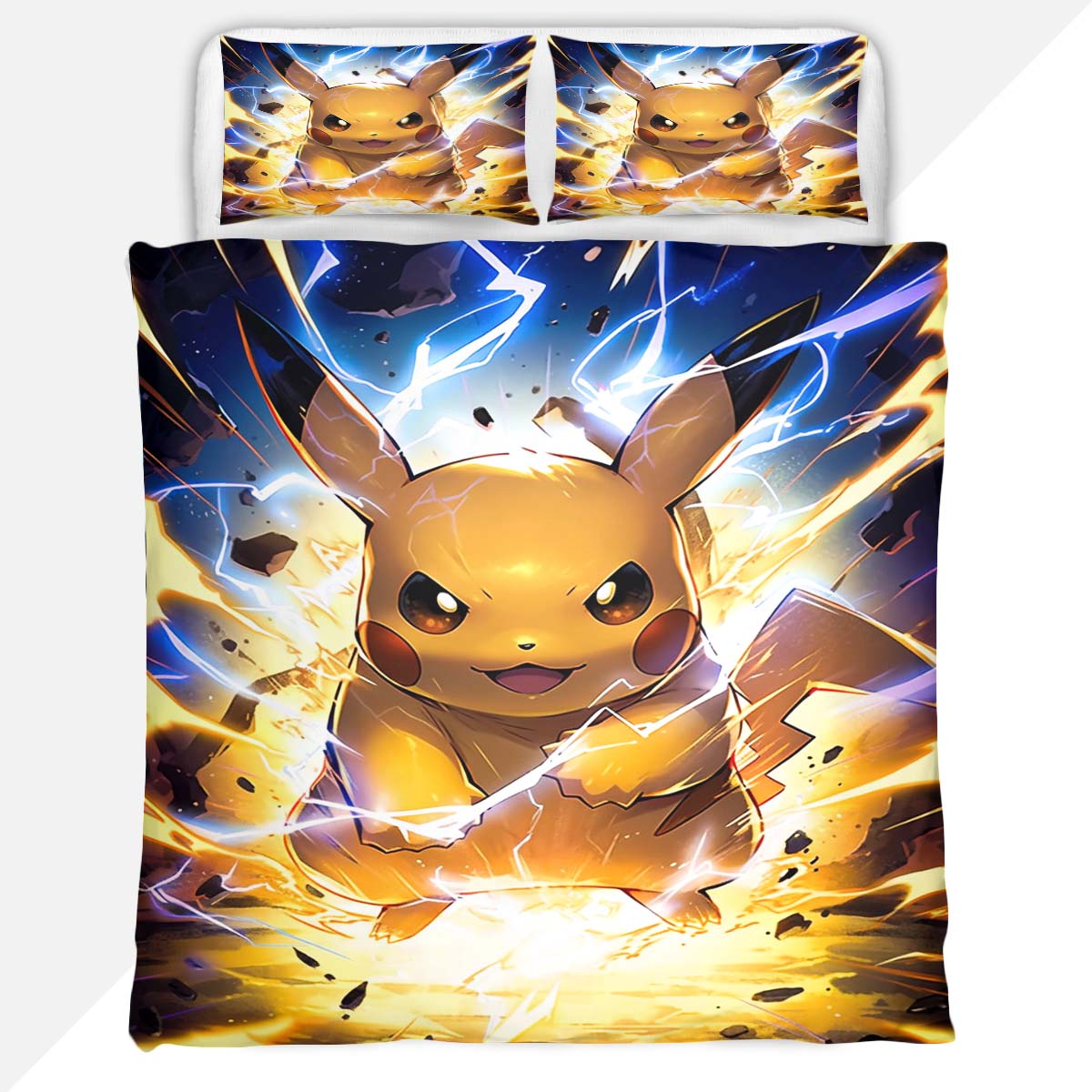 Pokemon Duvet Cover Set with Pikachu Lightning Strike