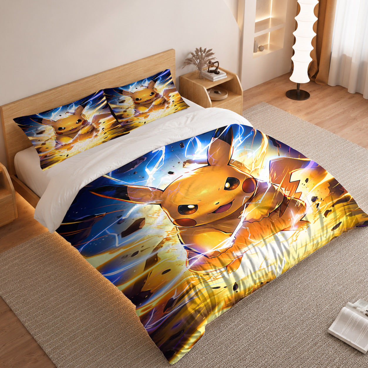 Pokemon Duvet Cover Set with Pikachu Lightning Strike 2