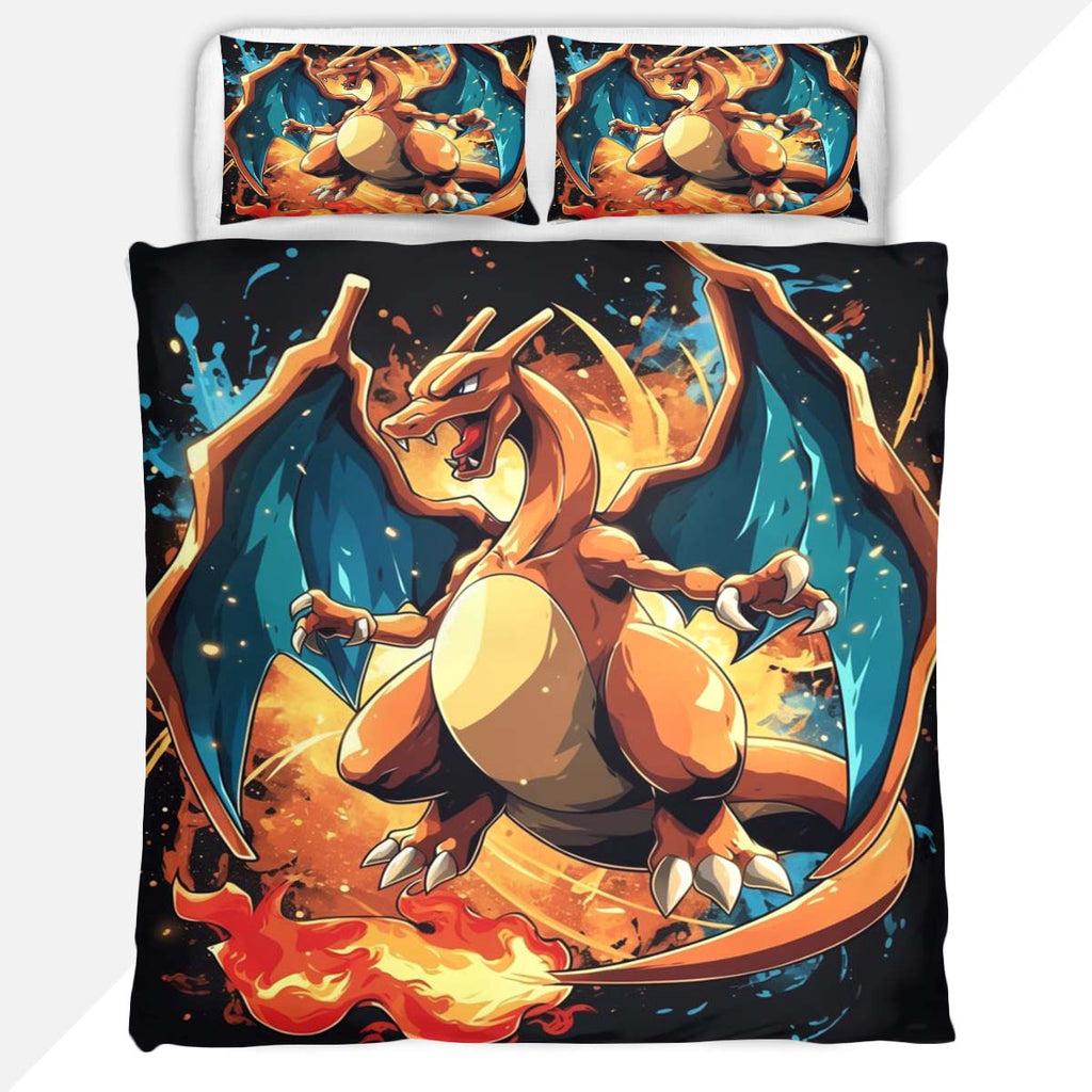 Pokemon Duvet Cover Set with Charizard Flaming Fire