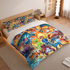 Pokemon Duvet Cover Set with Ash Ketchum and Charizard Team 2