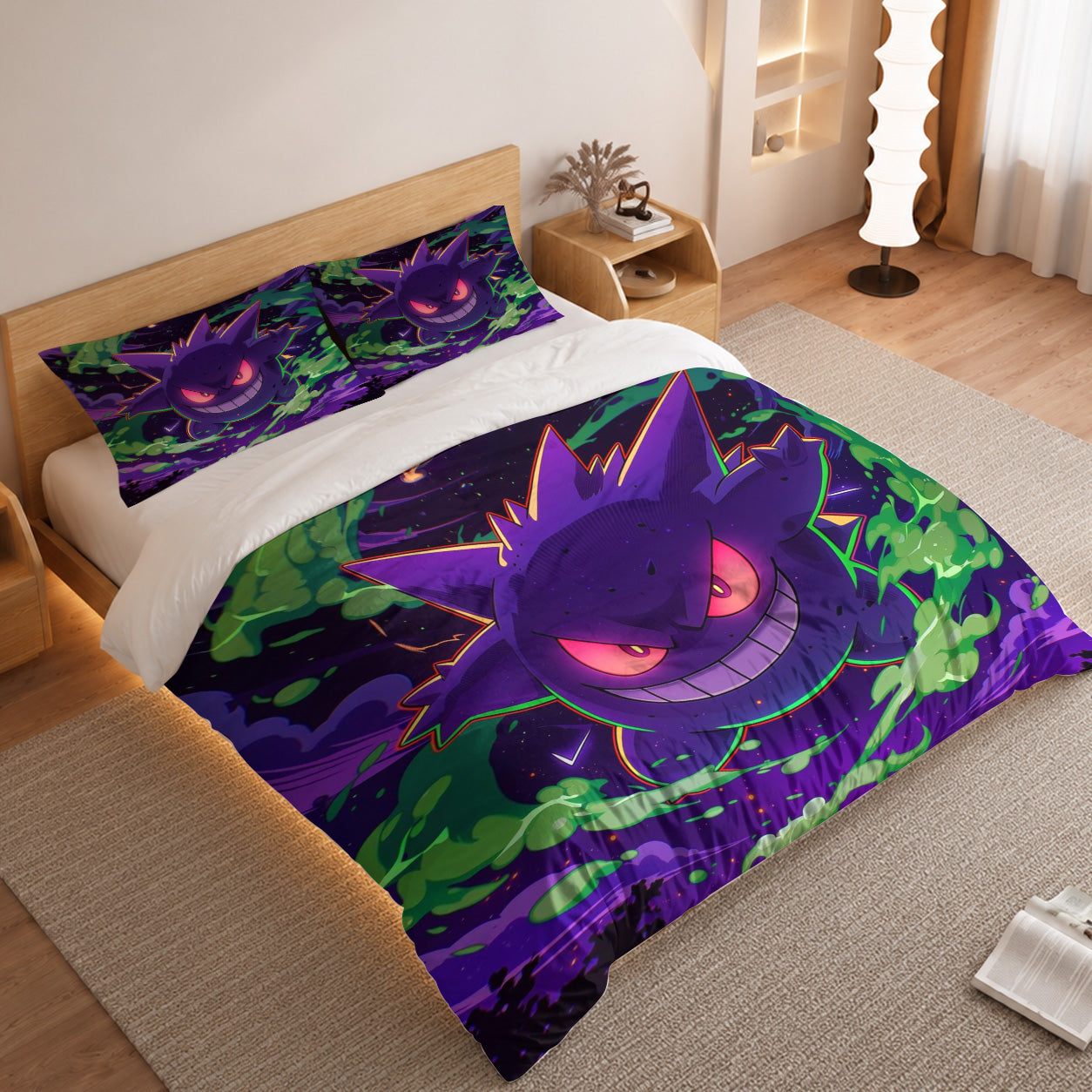 Pokemon Duvet Cover Set with Gengar Ghost Purple Aura 2