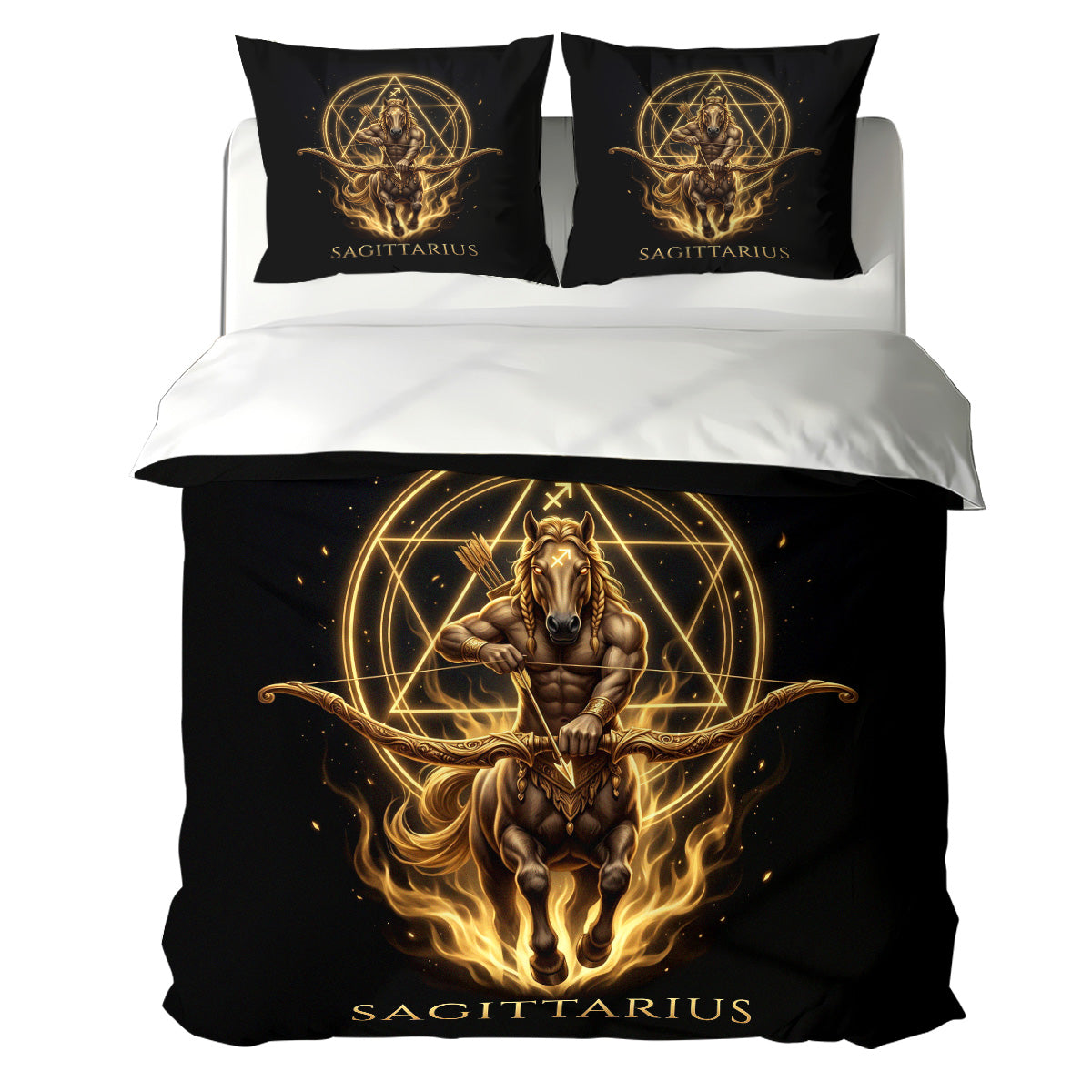 Sagittarius Cosmic Golden Archer Duvet Cover Bedding Set