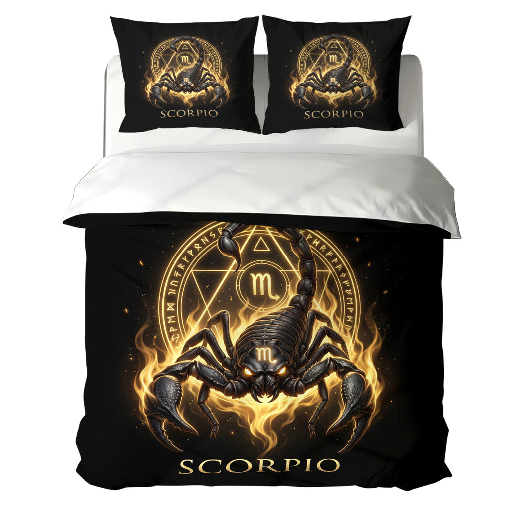 Scorpio Mystic Golden Scorpion Duvet Cover Bedding Set