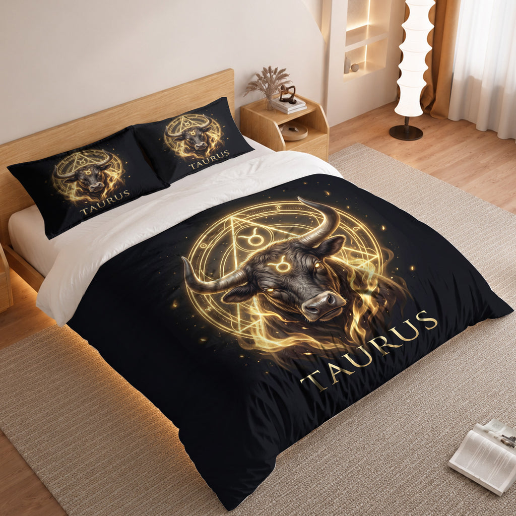 Taurus Majestic Golden Bull Duvet Cover Bedding Set 2