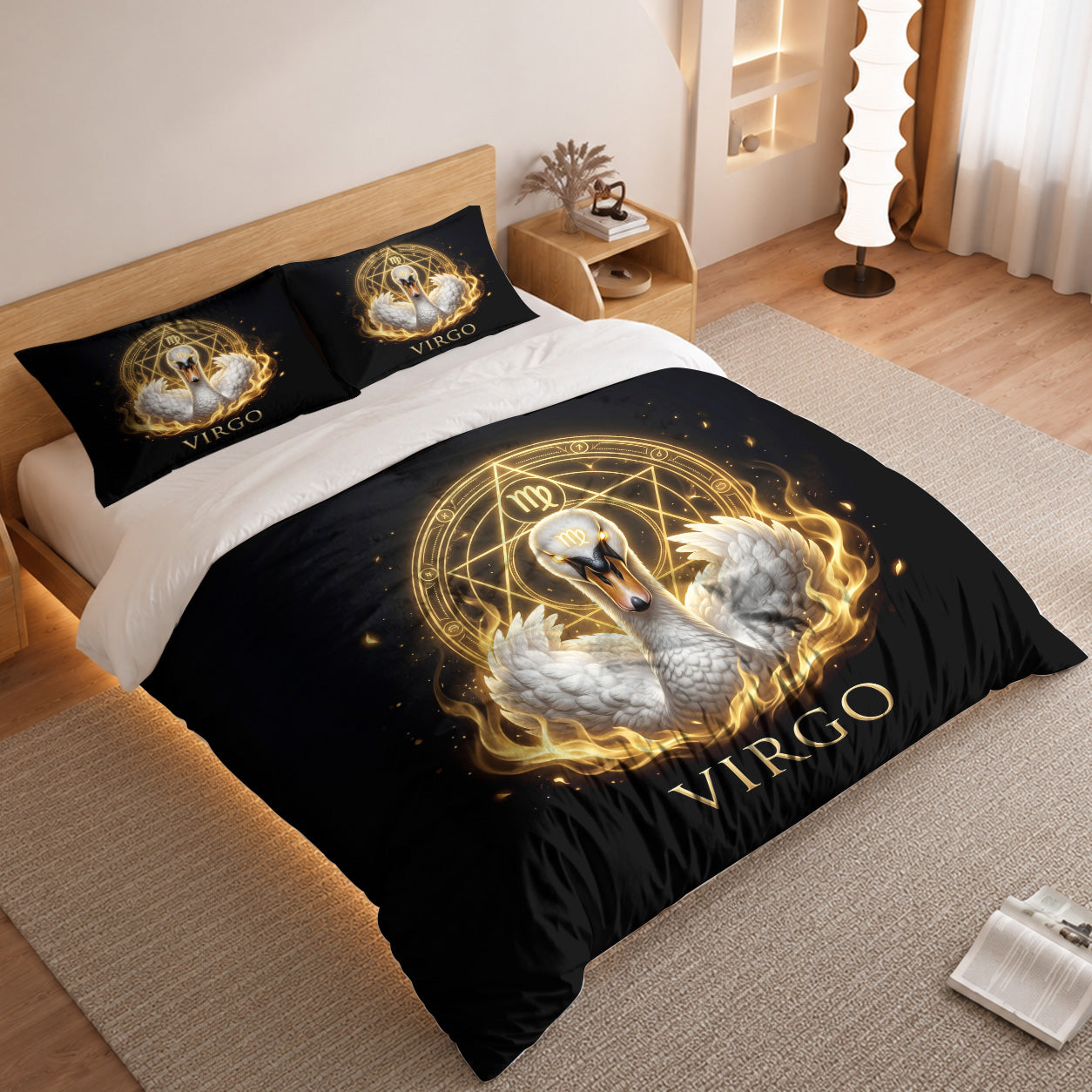 Virgo Sacred Golden Swan Duvet Cover Bedding Set 2