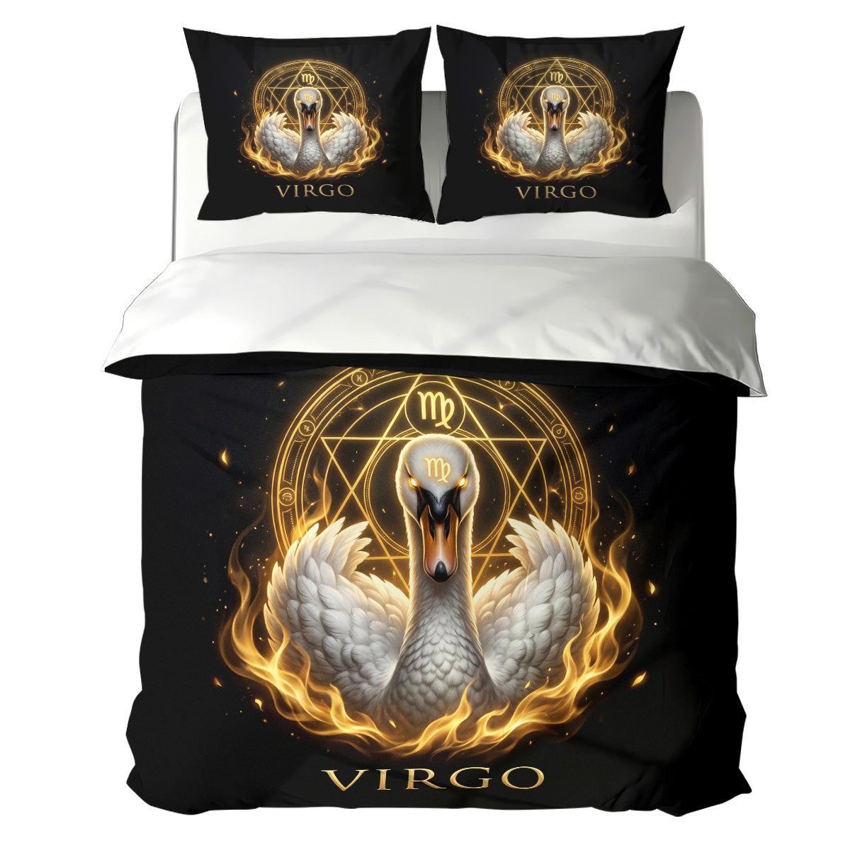 Virgo Sacred Golden Swan Duvet Cover Bedding Set