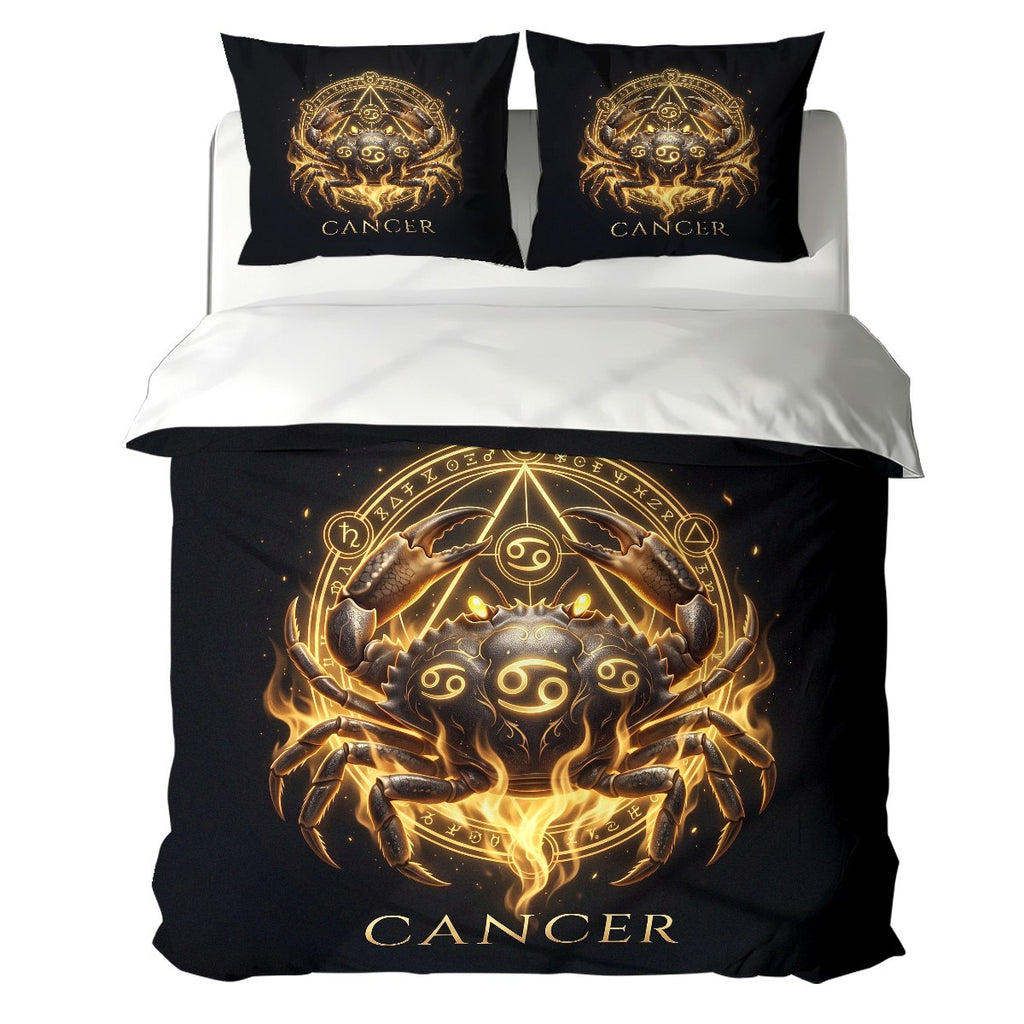 Cancer Luminous Golden Crab Duvet Cover Bedding Set