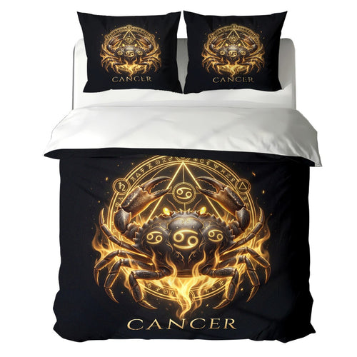 Cancer Luminous Golden Crab Duvet Cover Bedding Set