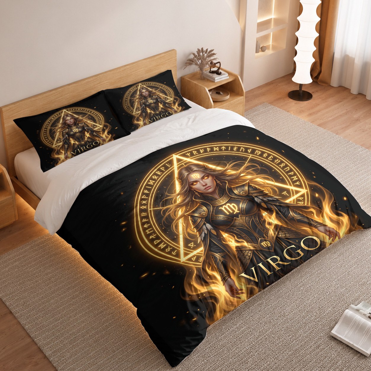 Virgo Celestial Golden Goddess Duvet Cover Bedding Set