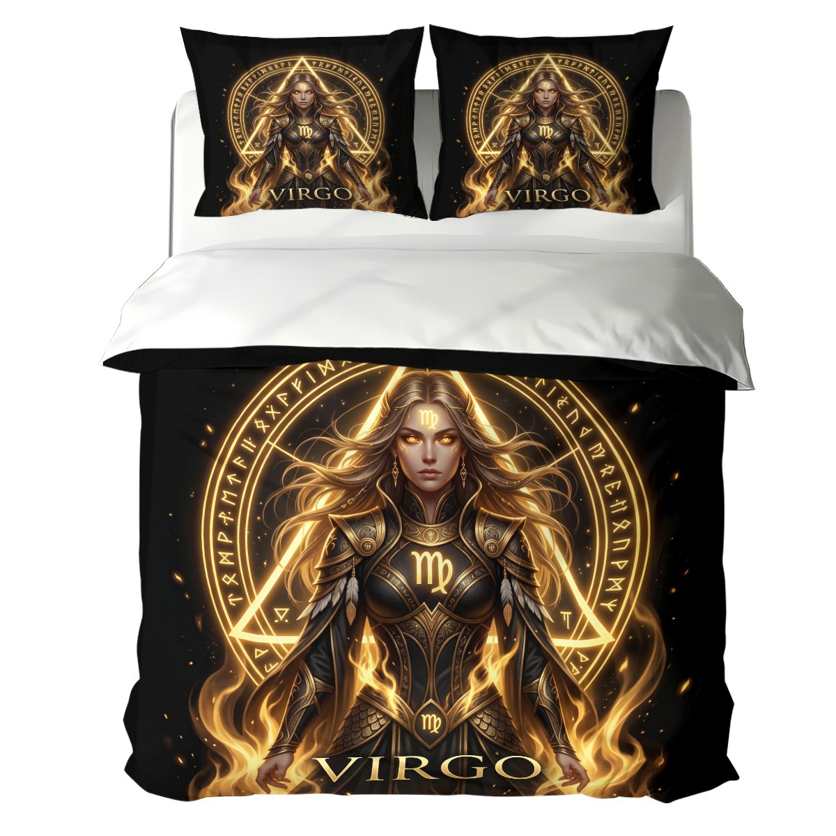 Virgo Celestial Golden Goddess Duvet Cover Bedding Set